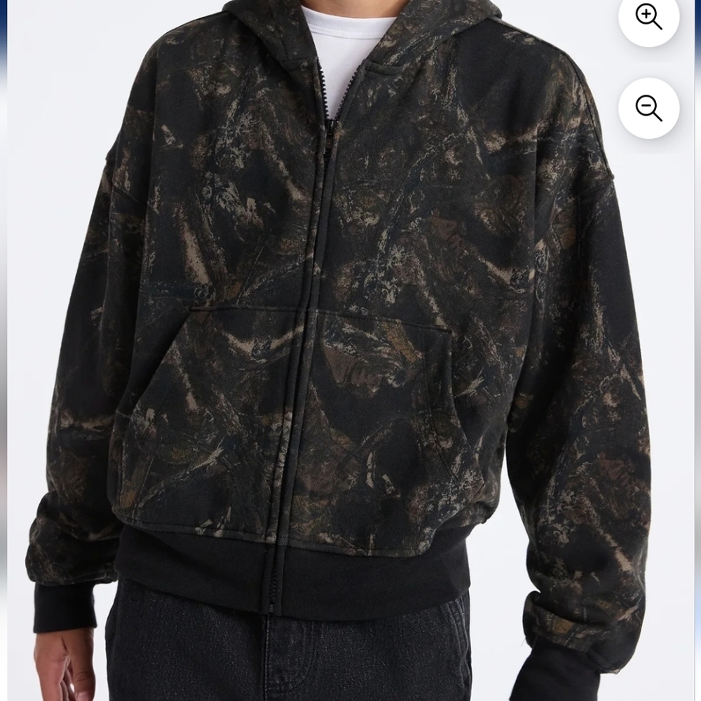 Kids Black & Brown Camouflage Zip Hoodie NWT XS 4/5